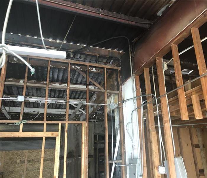 A photo of exposed framing in a commercial building.